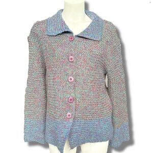 Habitat Chunky Knit Cardigan M/L | Artsy Cottagecore Texture | Color‑Blend l